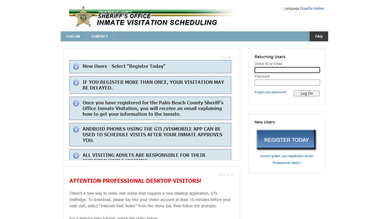 ViaPath Visitor Web 8.0 - jailvisit.pbso.org